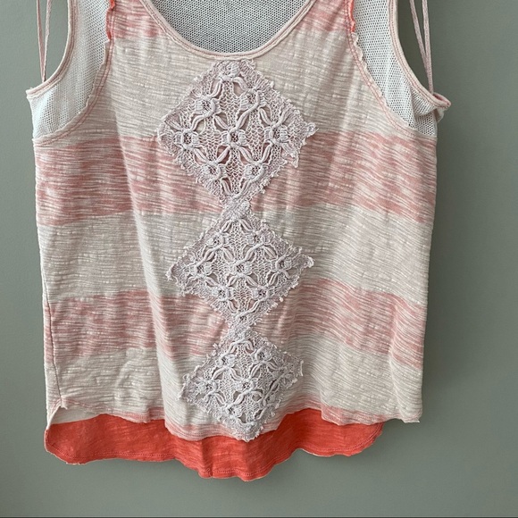Free People Applique Mesh Trapeze Tank Top Pink Sz Small - Picture 4 of 10
